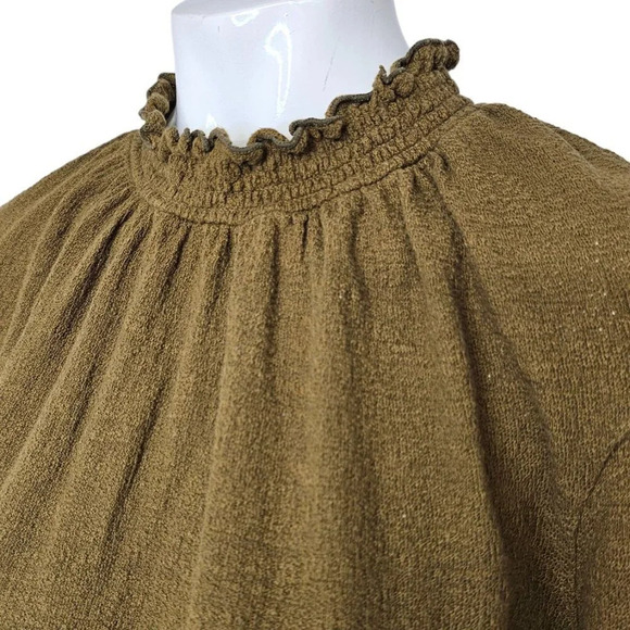 Madewell Women's Texture & Thread Mock Neck Frill Top Size Small - Picture 2 of 8